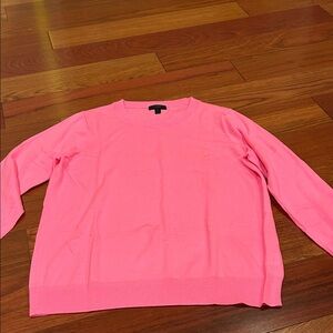 Ladies size XL fluorescent pink 3/4 sleeve lightweight j crew crewneck sweater